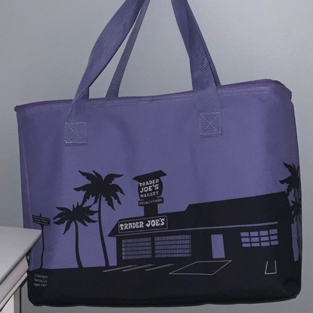 Blue Trader Joe's Insulated Tote Bag Light Purple